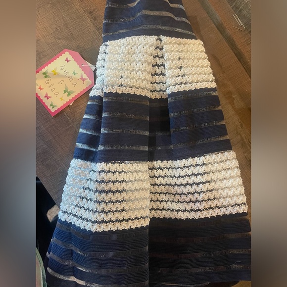 Emma & Elsa High waisted Navy & White Mini Pleated Skirt - Picture 2 of 6